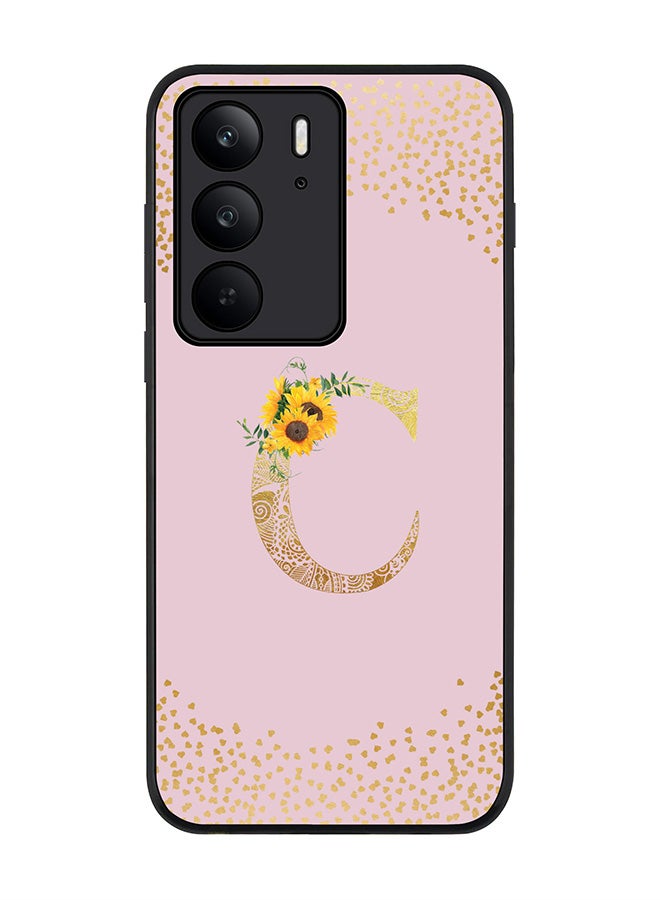 Stylizedd For Realme C75x / C75 4G Case,Slim fit Camera Protection, Shockproof Thin Phone cover  - Custom Floral Monogram - C  (Pink ) - Image 1